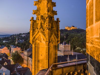 Panoramablick vom Glockenturm der Morizkirche über die Coburger Altstadt.